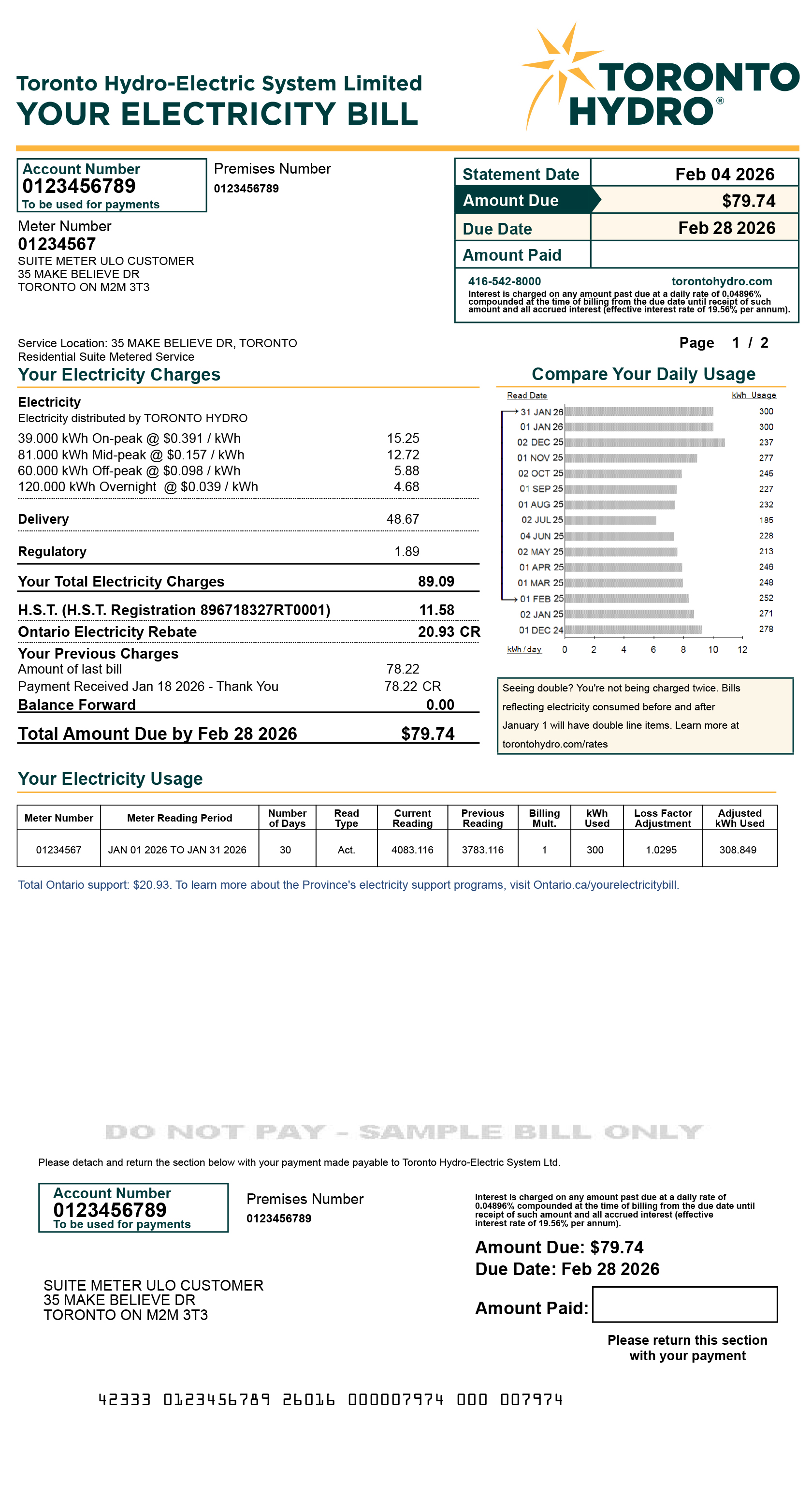 Suite metering ULO sample bill for desktop