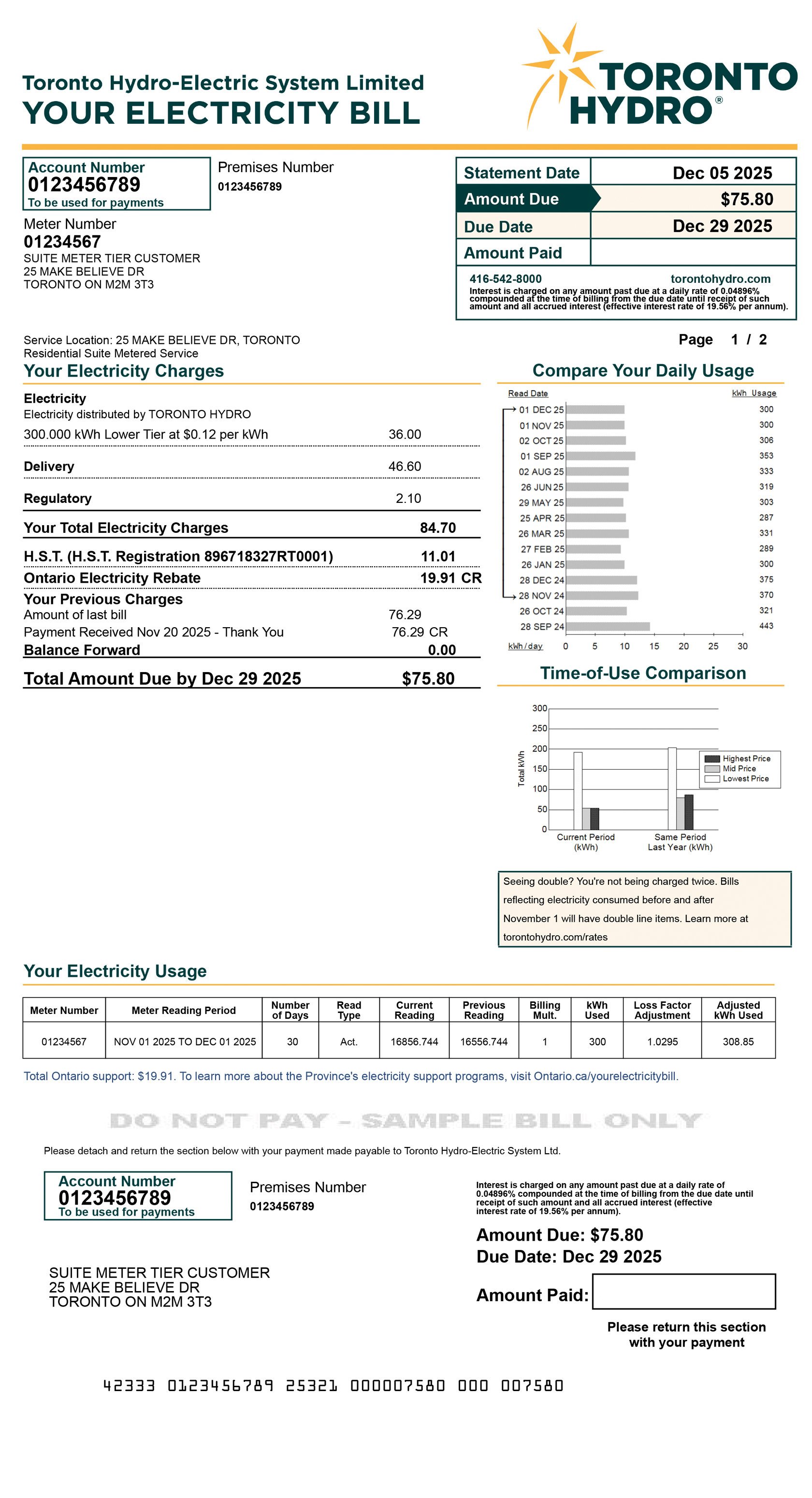 Suite metering Tiered sample bill for desktop