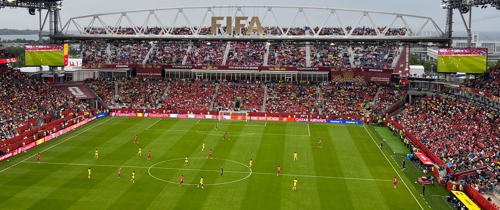 A packed crowd at Toronto Stadium during a tournament game.