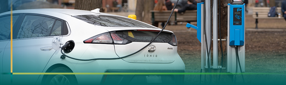 On-street EV charging station.